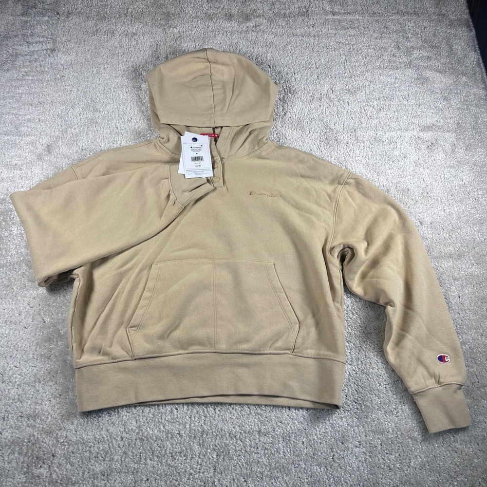 Champion Snap Pullover Hoodie Irish Cream Tan Beige CPW253TL09003 Mens Medium